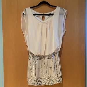 NWOT - Cream Mini Dress with Sequins